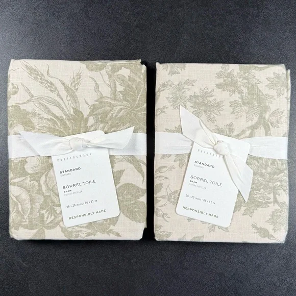 NWT (2) 26”x20” Pottery Barn Sorrel Toile Comforter Shams/Standard Pillowcases - Picture 2 of 9